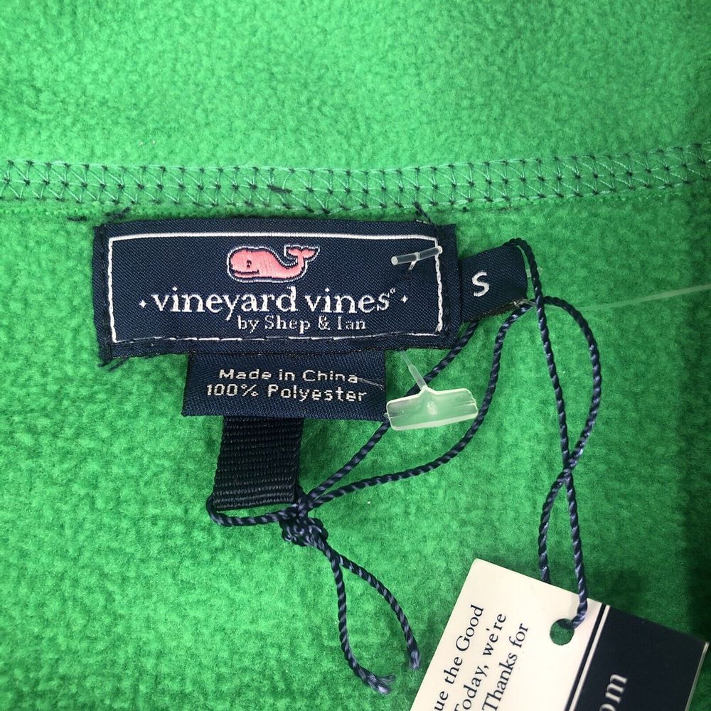 New Vineyard Vines Harbor Fleece Vest Logo Fern Green Small Full Zip NWT - Picture 5 of 11
